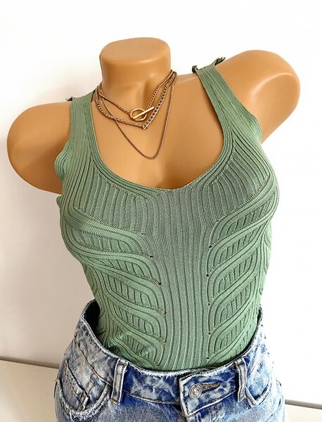 Maieu dama verde din tricot subtire casual- elegant